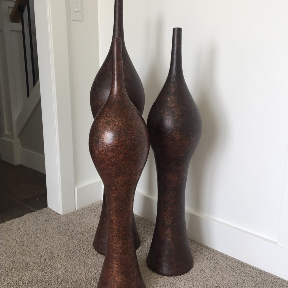 3 Tall Varied height Large Decorative Bronze Vases